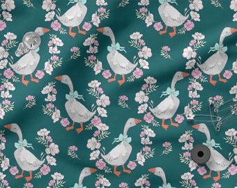 Gänse Baumwolle Stoff 100% Baumwolle bedruckt, Eco-print, Gänse Baumwolle bedruckt, Meterware Breite 150 cm /60"