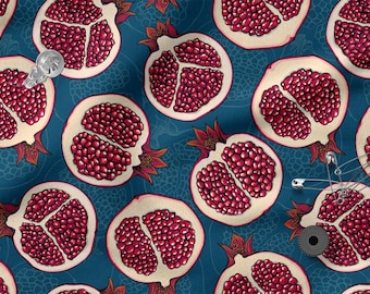 POMEGRANATE Cotton Fabric 100%, Eco-print, Printed Cotton Fabric, Fruits POMEGRANATE Fabric, High Quality By The Yard Metre Width 150cm /60"