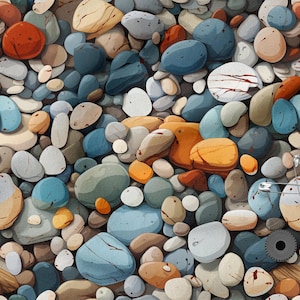 ペブルズストリームコットン100％エコプリント、プリントコットン生地、カラフルなペブルズ生地、1ヤードあたりの高品質生地、メートル幅150 cm / 60インチ