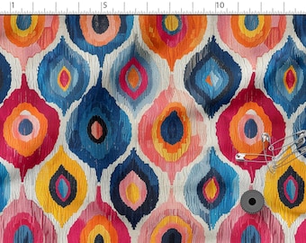 Tela Ikat 100% algodón, ecoimpresión, tela estampada, alta calidad, corte a medida, ancho 150 cm (60")