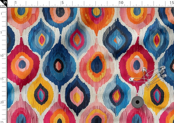 Ikat Pattern Cotton 100%, Eco-print, Printed Cotton Fabric Ikat Fabric, High Quality By The Yard Metre Width 150cm /60"