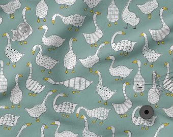 Bunte Gänse Baumwollstoff 100% Baumwolle, Eco-print, bedruckter Baumwollstoff, süßer Gänse Stoff Meterware 150 cm / 60"