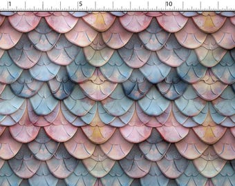 Pastel Scales Cotton 100%, Eco-print Fabric, Scales Printed Cotton Animal Fabric, High Quality Fabric, By The Yard Metre Width 150cm /60"