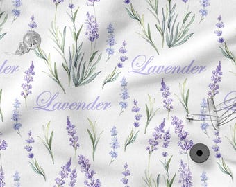 Lavender Summer Cotton 100%, Eco-print, Printed Cotton Fabric Flowers Lavender Fabric, High Quality By The Yard Metre Width 150cm /60&quot;