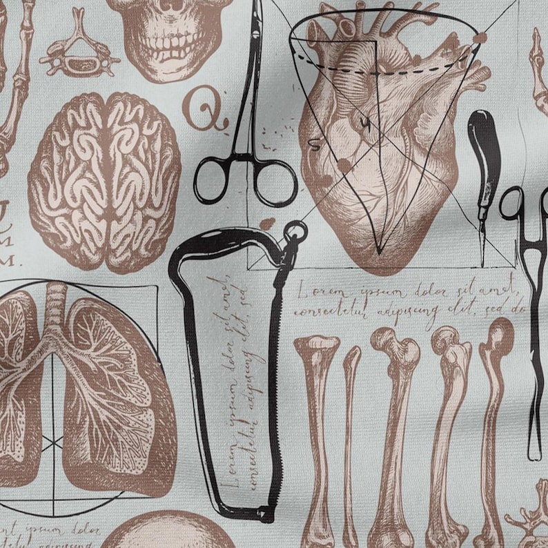 Human Anatomy Cotton 100%, Eco-print, Printed Cotton Fabric, Human ...