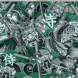 Japan Style Cotton 100%, Eco-print, Printed Cotton Fabric, Samurai Japanese Fabric, High Quality Fabric By The Yard Metre Width 150cm /60&quot;