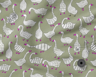 Bunte Gänse Baumwollstoff 100% Baumwolle, Eco-print, bedruckter Baumwollstoff, süßer Gänse Stoff Meterware 150 cm / 60"