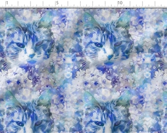 Colorful Garden Cats Cotton 100%, Eco-print, Printed Cotton Fabric, Cats Fabric, High Quality Fabric, By The Yard Metre Width 150cm /60"