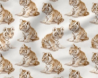 CUTE TIGER Cotton 100%, Eco-print, Printed Cotton Fabric, Tigers Fabric, High Quality Fabric, By The Yard Metre Width 150cm /60"