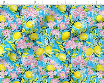 Fresh Lemons Cotton 100%, Eco-print, Printed Cotton Fabric, Lemon Fabric, High Quality Fabric, By The Yard Metre Width 150cm /60"