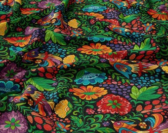 Colorful Meadow Linen 100%, Eco-print, Printed Linen fabric, Flowers Fabric Softened linen for sewing By The Yard Metre Width 150cm /60"