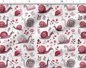 Katoenen stof met schattige slakkenprint: eco-print slakkenstof, naaimateriaal, hoogwaardige stof, op maat gesneden Meterbreedte: 150 cm