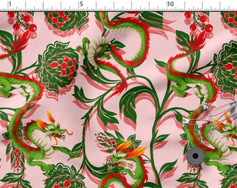 Tela de algodón 100% con estampado de dragones chinos, ecoimpresa, de alta calidad, cortada a medida, ancho de 150 cm (60").