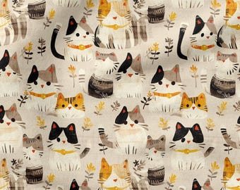 Cats Cotton 100%, Eco-print, Printed Cotton Fabric, Sweet Cats Fabric, High Quality Fabric, By The Yard Metre Width 150cm /60"