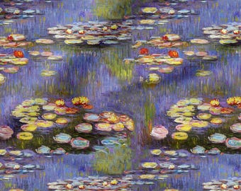 Monet Cotton Fabric 100%, Eco-print, Printed Cotton Fabric, Monet on Fabric, High Quality, By The Yard Metre Width 150cm /60"
