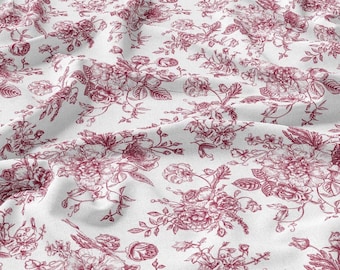 Pink Flowers Linen 100%, Eco-print, Printed Linen fabric, Flower linen Softened linen for sewing By The Yard Metre Width 150cm /60"
