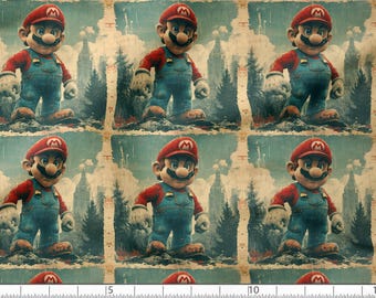 Classic Cartoon Fabric 100%, Eco-print, Printed Cotton Fabric, Mario Fabric, High Quality By The Yard Metre Width 150cm /60"