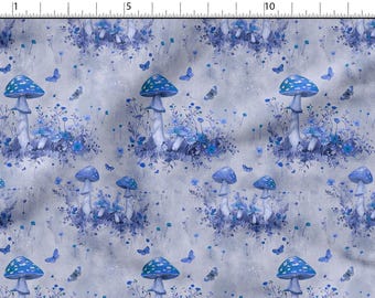Mushrooms Cotton 100% Eco-print, Printed Cotton Fabric Magic Forest Fabric, High Quality Fabric By The Yard Metre Width 150cm /60"