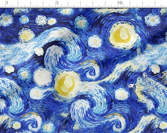 Oeuvre d'art sur coton 100 %, impression écologique, tissu en coton imprimé artistique, tissu Van Gogh, tissu de haute qualité, largeur au mètre 150 cm