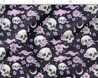 Skulls Cotton Fabric 100%, Eco-print, Printed Cotton Fabric, Halloween Fabric, High Quality By The Yard Metre Width 150cm /60"