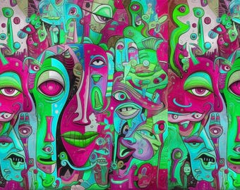 Chef-d'oeuvre moderne en coton 100 %, impression écologique, tissu en coton imprimé, tissu artistique, tissu de haute qualité, largeur au mètre 150 cm
