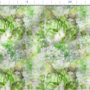 Colorful Garden Cats Cotton 100%, Eco-print, Printed Cotton Fabric, Cats Fabric, High Quality Fabric, By The Yard Metre Width 150cm /60&quot;