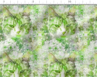 Colorful Garden Cats Cotton 100%, Eco-print, Printed Cotton Fabric, Cats Fabric, High Quality Fabric, By The Yard Metre Width 150cm /60"