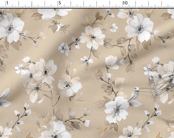 Tessuto di cotone con stampa floreale a mano: materiale morbido