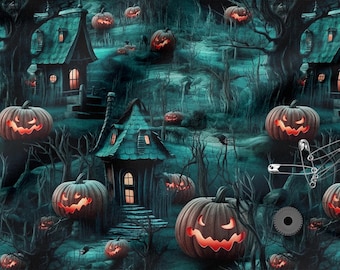 Halloween Cotton Fabric 100%, Eco-print, Printed Cotton Fabric, Halloween Fabric, High Quality By The Yard Metre Width 150cm /60"