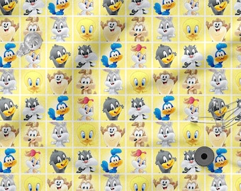 Tessuto classico con cartoni animati, 100%, stampa ecologica, tessuto di cotone stampato, tessuto per bambini con cartoni animati, alta qualità, tagliato su misura, larghezza al metro 150 cm / 60"