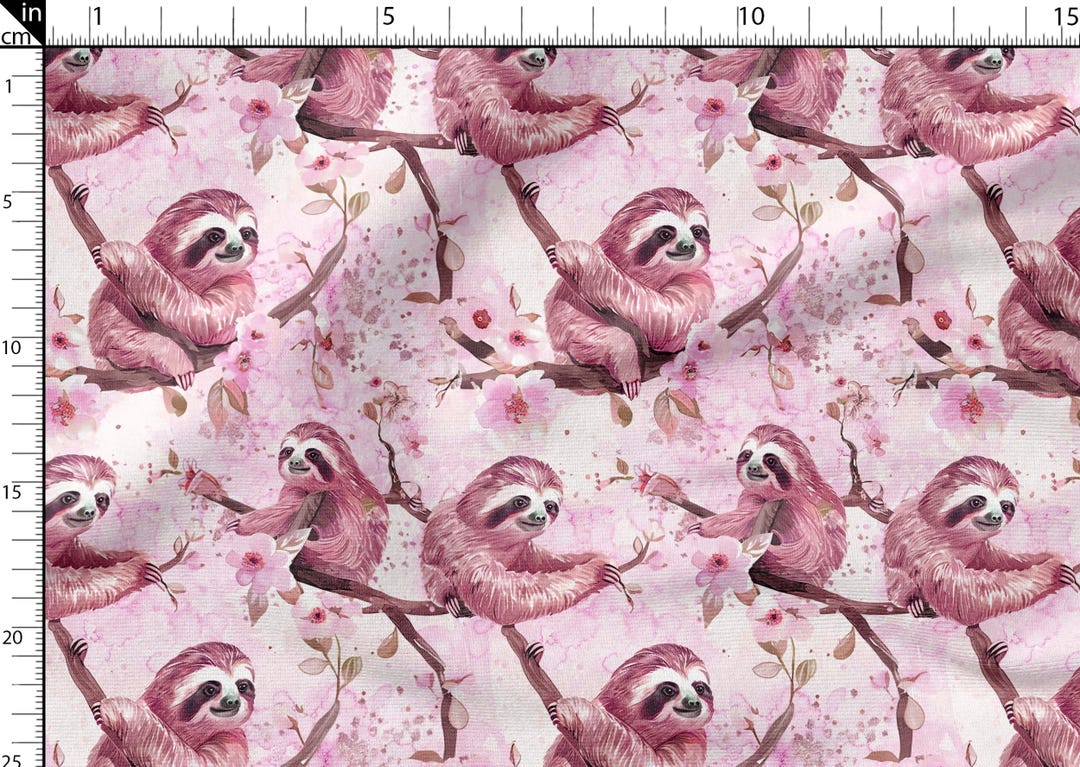 Pastel Sloth Cotton Fabric 100%, Eco-print, Printed Cotton Fabric ...