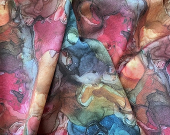 Baumwolljersey Mikrokosmos, Öko-Print, dehnbar, bunter Baumwollstrick, Meterware, Meterbreite 200g/m² Gewicht 145 cm /57"