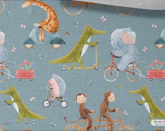 Tejido de sudadera con animales para niños, tejido de punto ecológico para sudaderas, ropa deportiva y ropa infantil, cortado a medida, ancho 145 cm/57 pulgadas.
