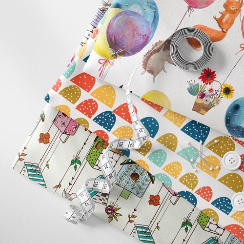 thumbnail image 2 of 100% Cotton Craft Fabric By The Metre – Dandelion Leaves & Flowers – 160cm Wide 2 of 6