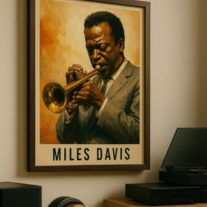 Miles Davis Jazz Art Print: Retro Trumpet Poster
