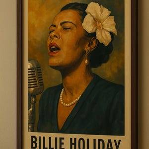 Billie Holiday Jazz Art Print – Retro Vocalist Wall Art | Digital Poster for Music Lovers & Vintage Soul Decor