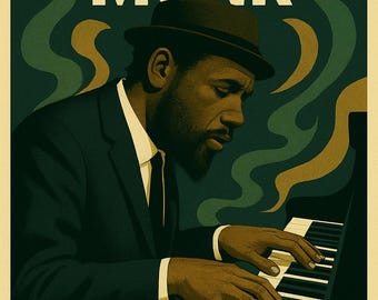Thelonious Monk - Art Print Studio Deco Music Studio Art Blue Note Jazz Piano Keys Wall Print Gift Jazz Smooth Bay Area