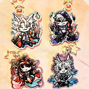 Honkai Star Rail Ink Chibi Glitter Holo Charms // Feixiao, Jiaoqiu, Moze, Lingsha