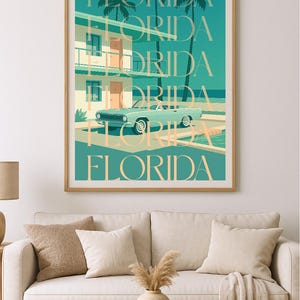 Vintage Florida Travel Poster Retro Beach Wall Art Mid Century Digital Print Florida Coastal Decor 1960s Poster Download