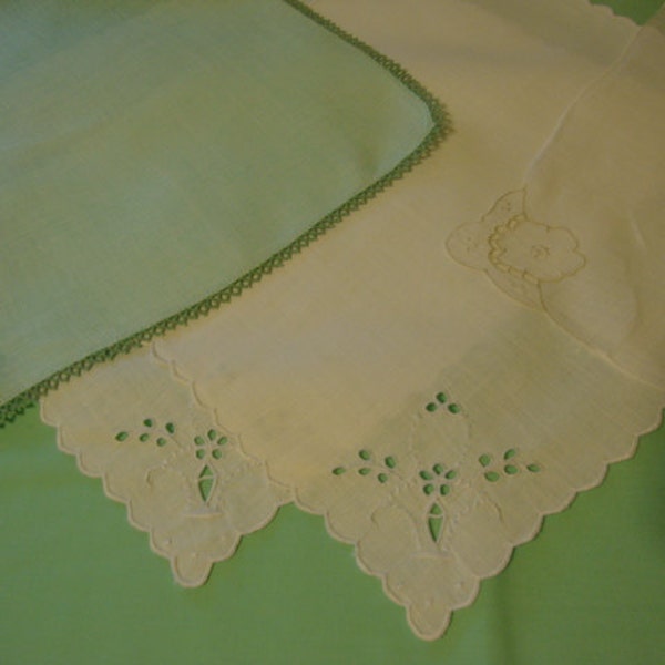 Ladies Vintage Hankies with Tatting and Embroidery FREE SHIPPING