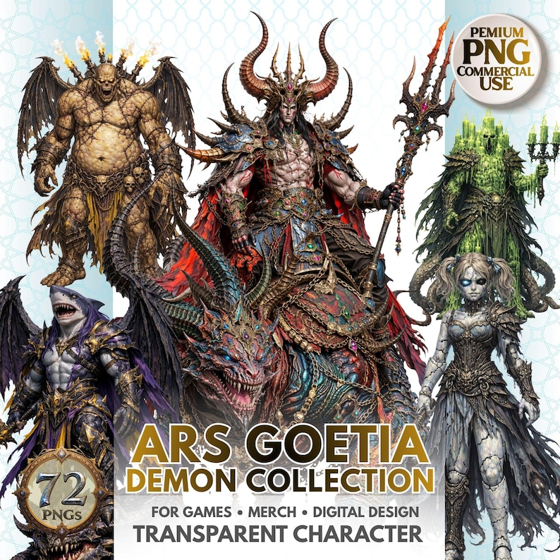 Ars Goetia Demon Collection: 72 Epic Dark Fantasy & Occult Monster PNG ...