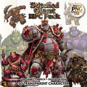 Pacchetto PNG "Cucito Gigante": Orco Patchwork, Mostro Ragdoll in formato PNG