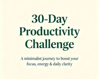 30-daagse productiviteitsuitdaging | Minimalistische productiviteitsplanner (pdf) | Dagelijkse taken + gewoonteopbouw (printbaar) | Focus en organisatie