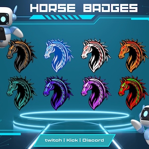 Horse Badges For Twitch, YouTube, Kick & Discord | Bit Badges | Sub Badges | Animal Inspired Badges | Streaming Badges.