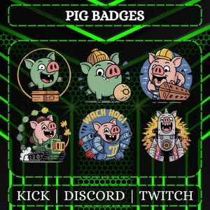 Pig Sub Badges | Twitch Sub & Bit Badges | Animal Badges | Kawaii Sub Badges | Pay-To-Use Badges | Digital Graphics.
