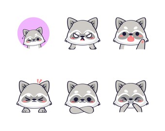 Cute Raccoon Emoji PNG SVG Bundle | Kawaii Animal Faces | Digital Download Clipart | Printable Sticker Pack | Sublimation T-Shirt Art