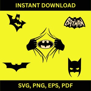 Bundle de super-héros chauve-souris, fichiers découpés au laser cricut, téléchargement immédiat super-héros coupe fichier svg png Silhouette super-héros imprimable vector art