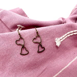 Gold heart earrings // heart earrings // bronze heart // love earrings // dangle heart earrings // heart earrings // gift for mom