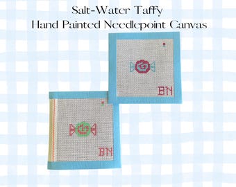 Salt Water Taffy Needlepoint Canvas: Summer Beach Stitch (13 Mesh)