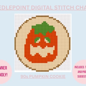 90s pumpkin cookie needlepoint chart DIGITAL|needlepoint digital chart|halloween needlepoint|needlepoint sign|pumpkin needlepoint